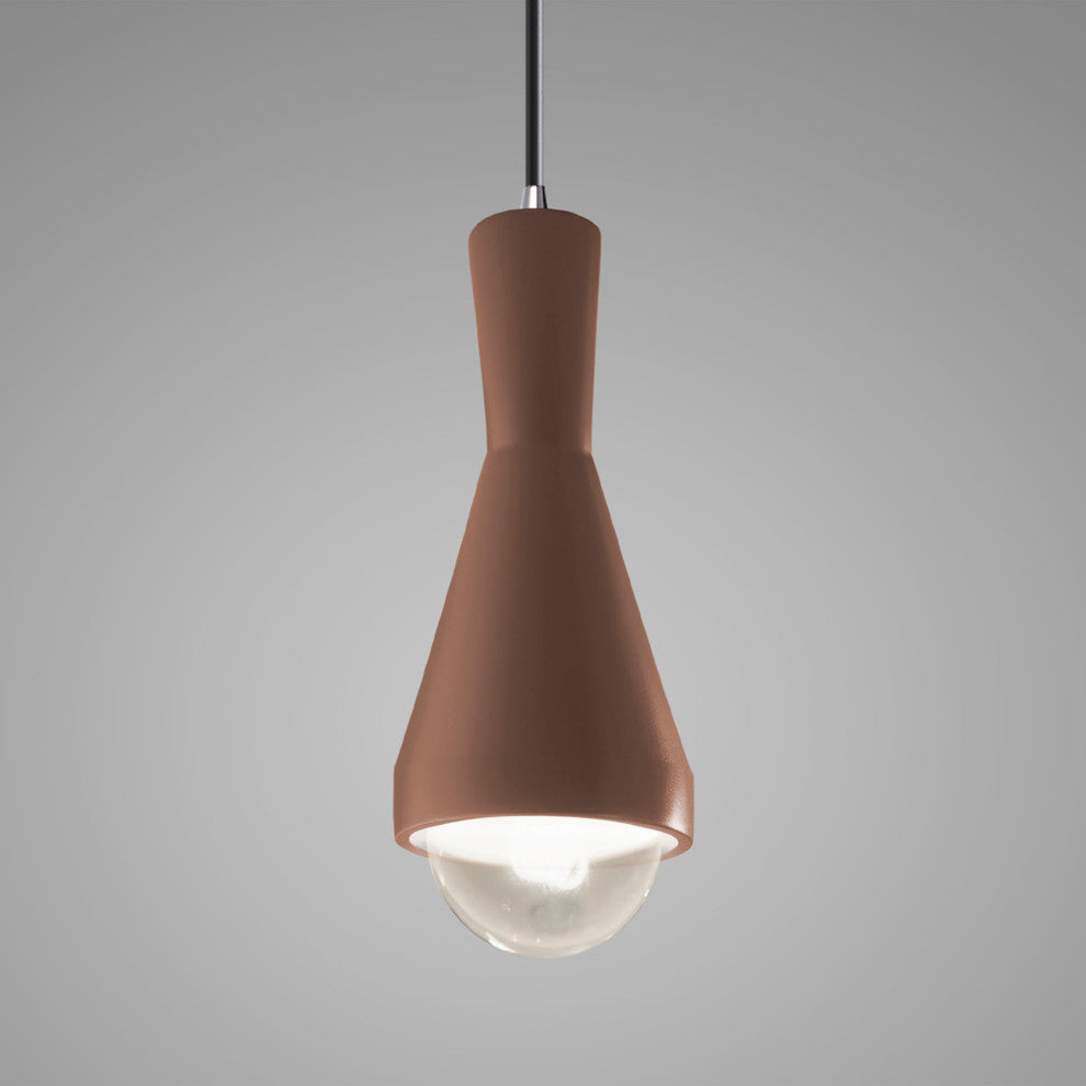 Erlen Pendant, Canyon Clay, Polished Chrome, Black Cord, Incandescent