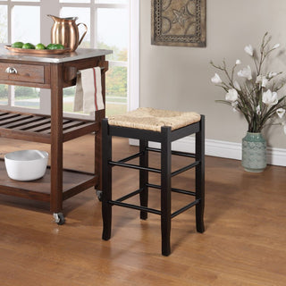 Square Rush Backless Counter Bar Stool, Black