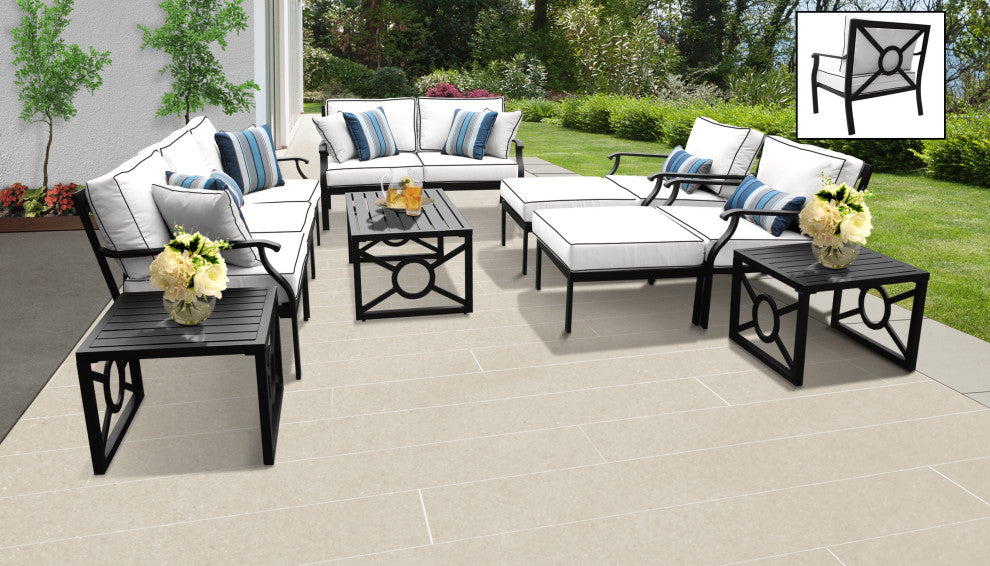 kathy ireland Madison Ave. 12 Piece Aluminum Patio Furniture Set 12h, Snow