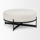 Amelia Cream Boucle With Black Metal Frame Round Ottoman