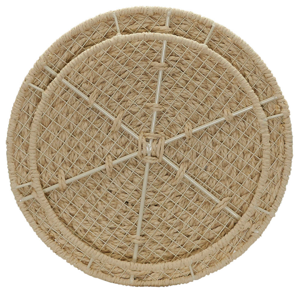 Handwoven Paper Rope Barrel Wicker Storage Basket Side Table