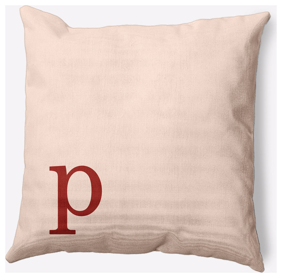 18" x 18" Modern Monogram Indoor/Outdoor Polyester Throw Pillow, Maple Red