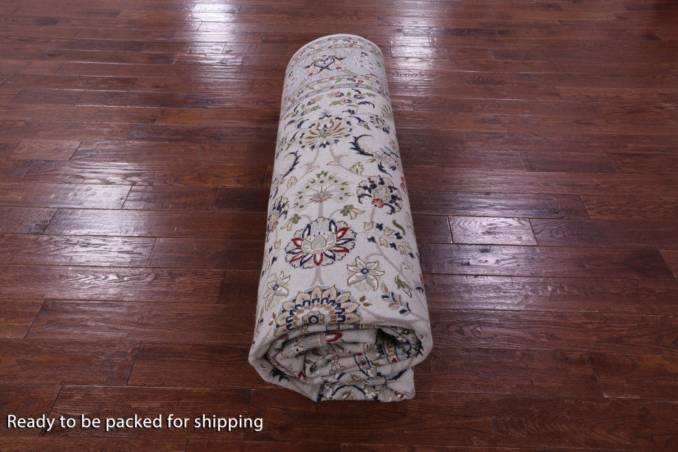 8' 11" X 12' 2" Persian Nain Hand-Knotted Wool & Silk Rug - Q14764