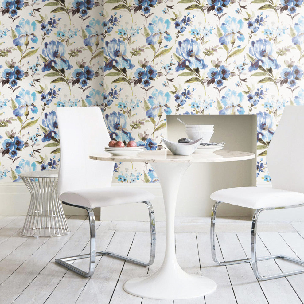 Iris Peel and Stick Wallpaper, Blue