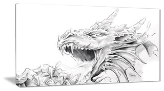 "Dragon Tattoo Sketch" Digital Art Canvas Print