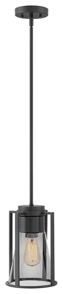 Hinkley Refinery Extra Small Pendant, Black With Smoked Glass