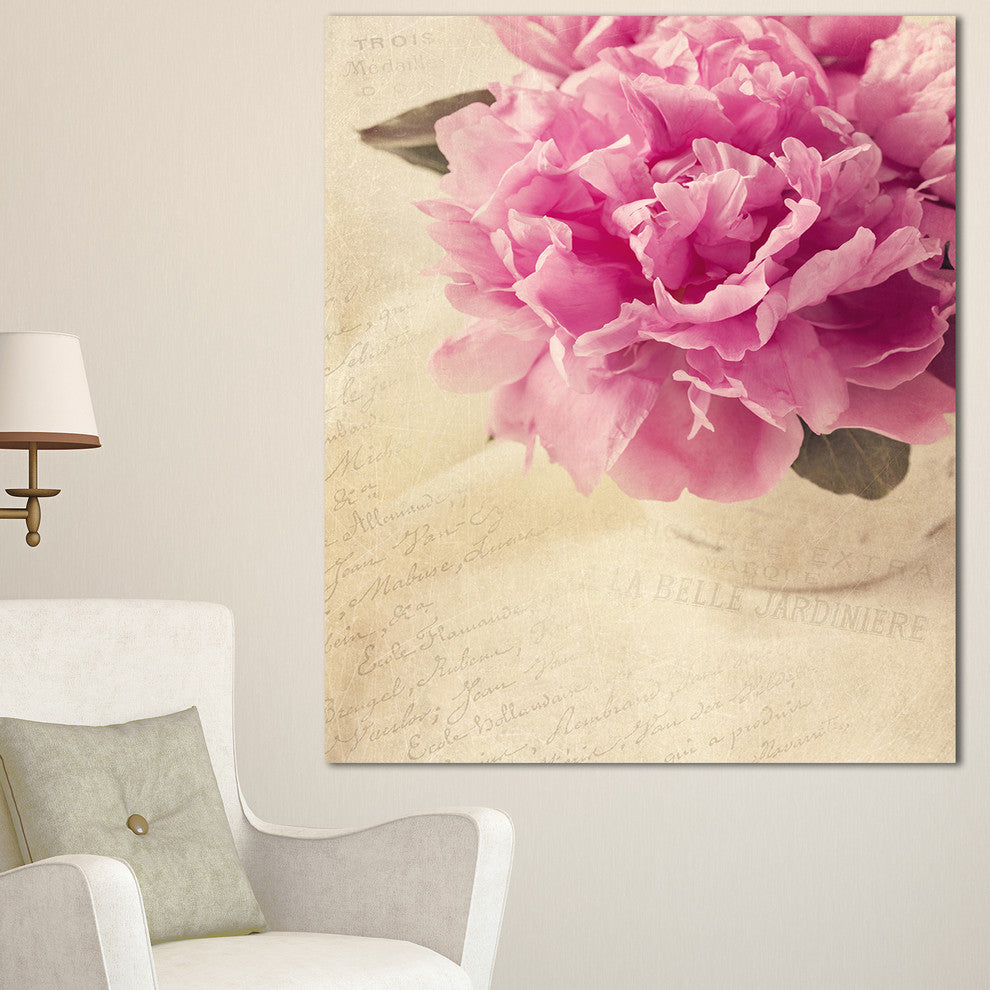 Peony Flowers in Vase on Table, Floral Canvas Art Print, 30"x40"