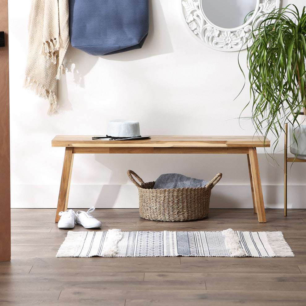 French Blue Printed Off-White Hand-Loomed Shag Rug 2x3 ft.