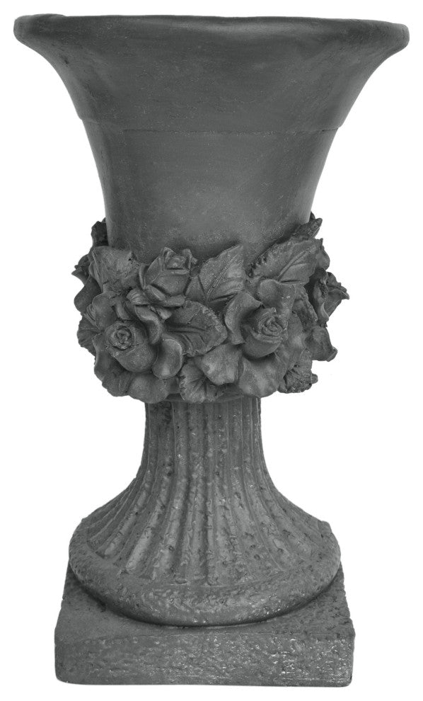 GDF Studio Michaelia Lightweight Concrete Chalice Garden Decorative Urn Planter, Antique Gray