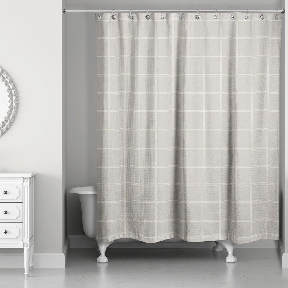 Gray and White Check 71x74 Shower Curtain