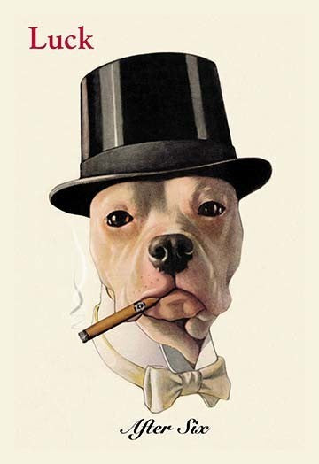 Dog in Top Hat Smoking a Cigar- Gallery Wrapped Canvas Art 28" x 42"