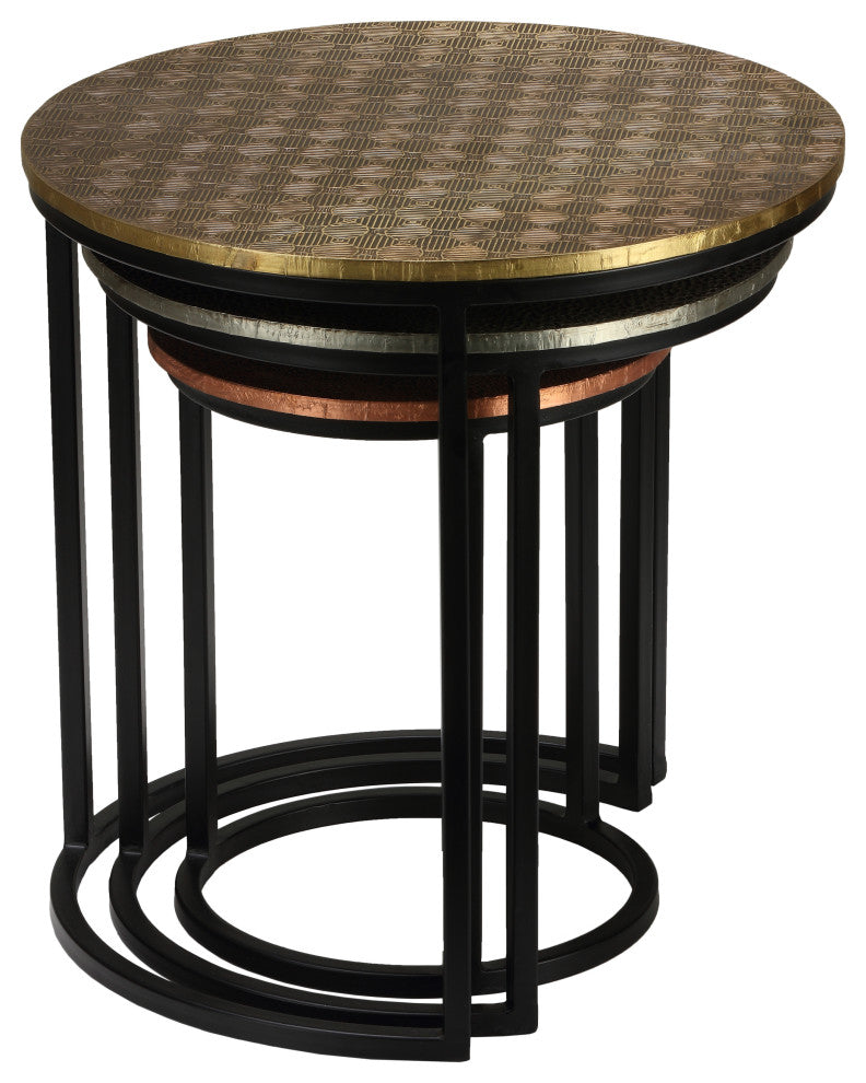 Bare Decor Georgia Metal Nesting End Tables, 3-Piece Set