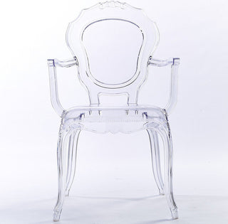 Stackable Designer Ghost Style Armchair With Back Arm Dining Room Chair, Clear