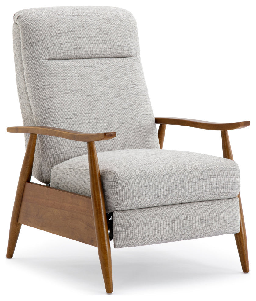 Terni Wood Arm Push Back Recliner, Performance Fabric, Sea Oat