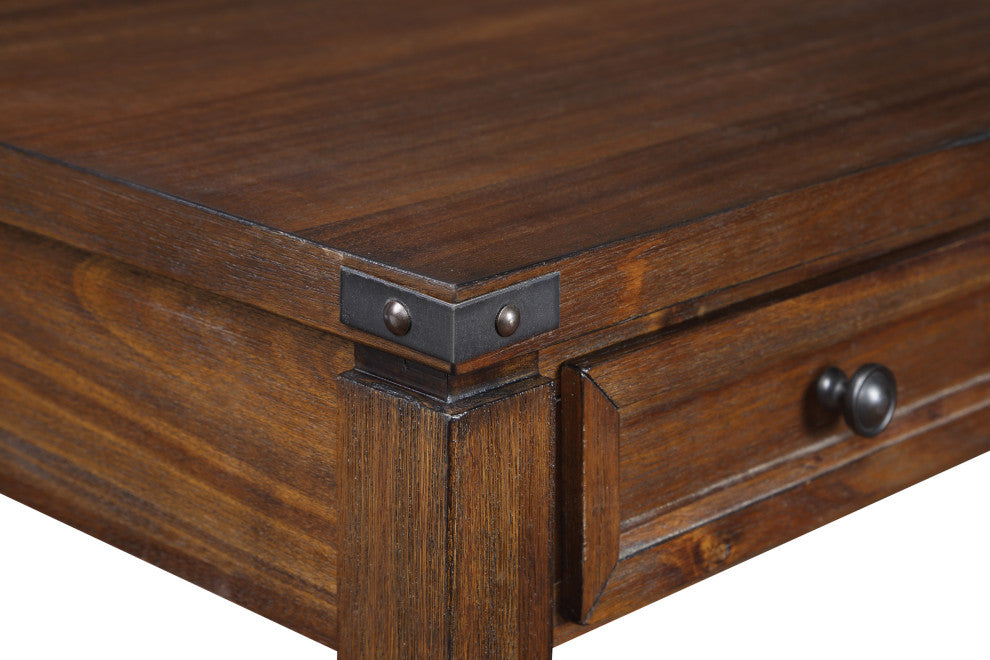 Baton Rouge L-Shape Desk, Brushed Walnut Finish