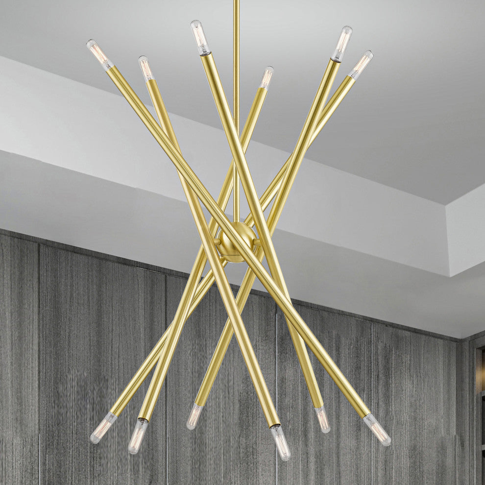 Livex Lighting Soho 12 Light Satin Brass Chandelier
