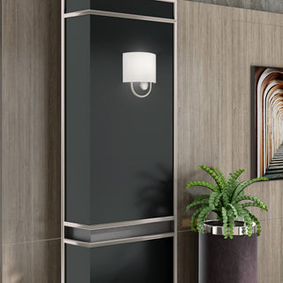 Stratton 1 Light Brushed Nickel ADA Sconce with Hand Crafted Off-White Shade