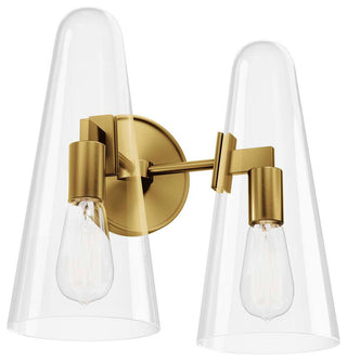 Beacon 2-Light Wall Sconce, Clear Satin Brass