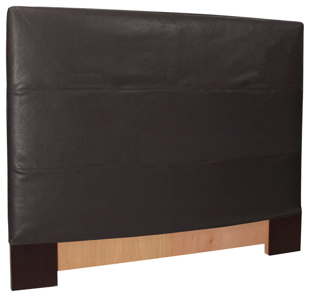 Black Faux Leather Slipcovered Headboard, King