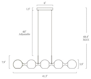 LNC Hosodani 5-Light 41.3" Modern Linear LED Kitchen Island Light, Matte Black