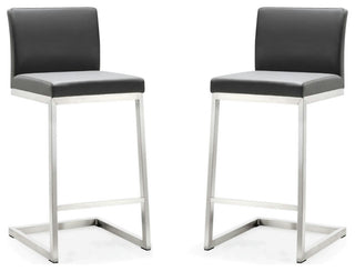 TOV Furniture Parma Grey Stainless Steel Counter Stool - Set of 2