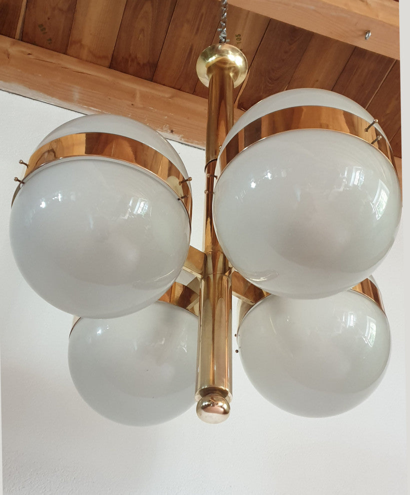 Large Mid-Century Modern "Tetraclio" Chandelier
