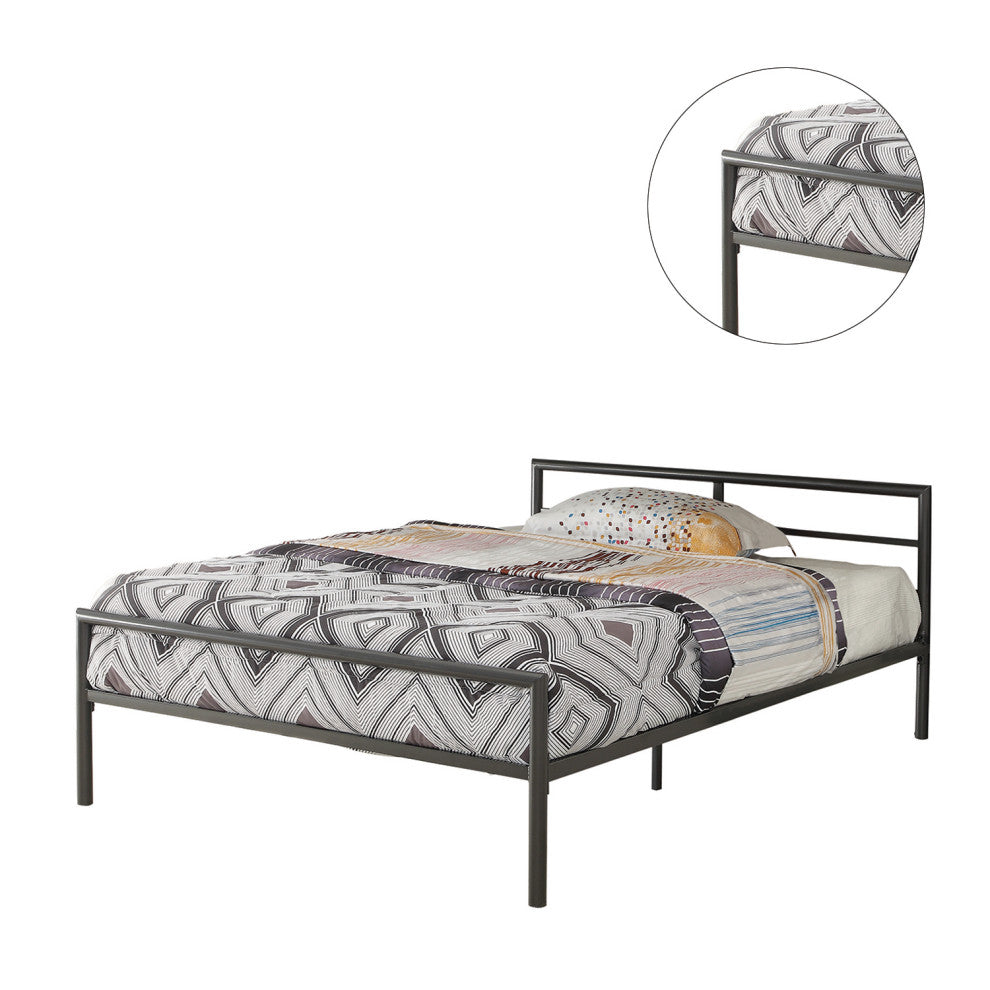Metal Full Bed with Sleek Lines, Gunmetal