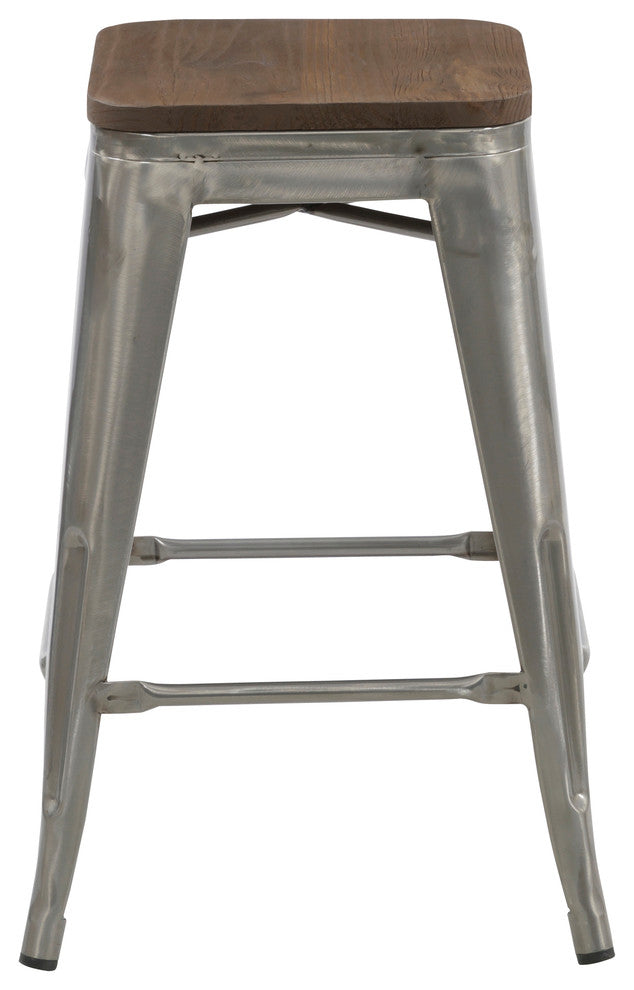 Terry Metal and Wood Counter Stools, Set of 4, 24"