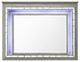 Benzara BM275063 48" Wood Mirror, LED, Mirrored Trim, Landscape, Light Gray