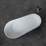 Vanity Art Solid Surface Resin Stone Freestanding Bathtub, Glossy White, 59"x29.5"