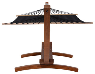 Outdoor Cedar Wood Hammock, Textilene Fabric, Black