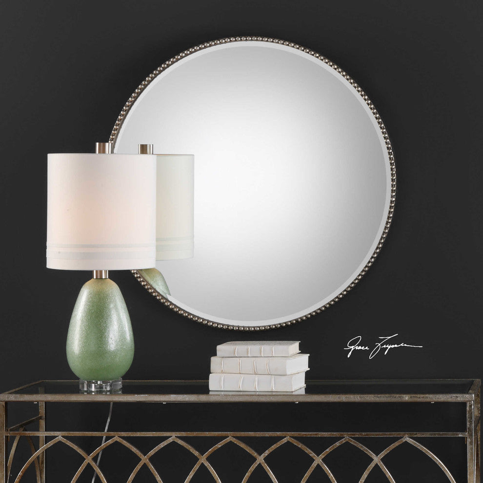 Stefania Beaded Round Mirror