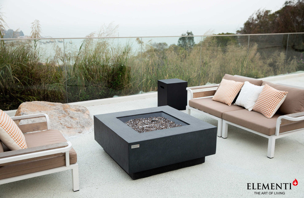 Bergen Square Dark Grey Concrete 40" Natural Gas Fire Table by Elementi Plus