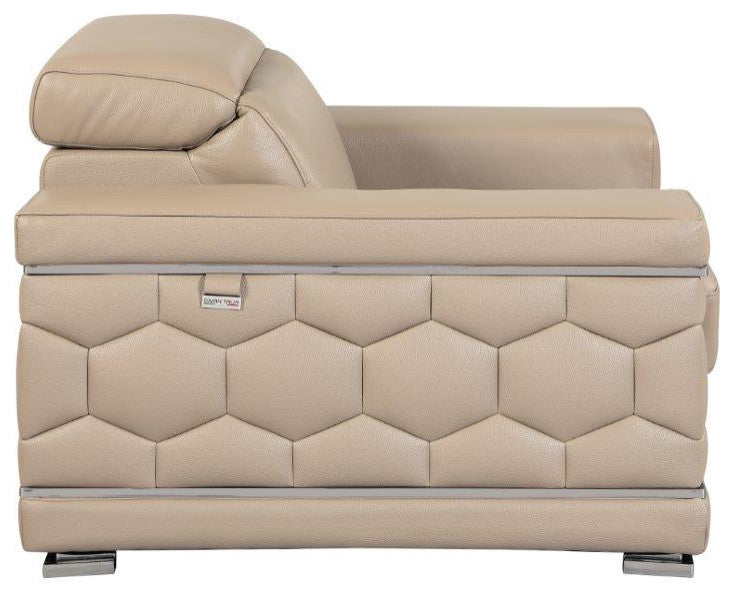 Rome Contemporary Genuine Italian Leather Armchair Beige