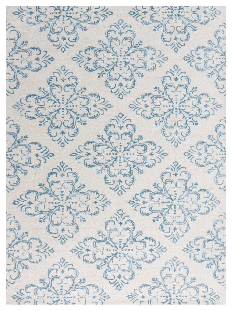 8" X10" X 0.5" Blue Wool Area Rug