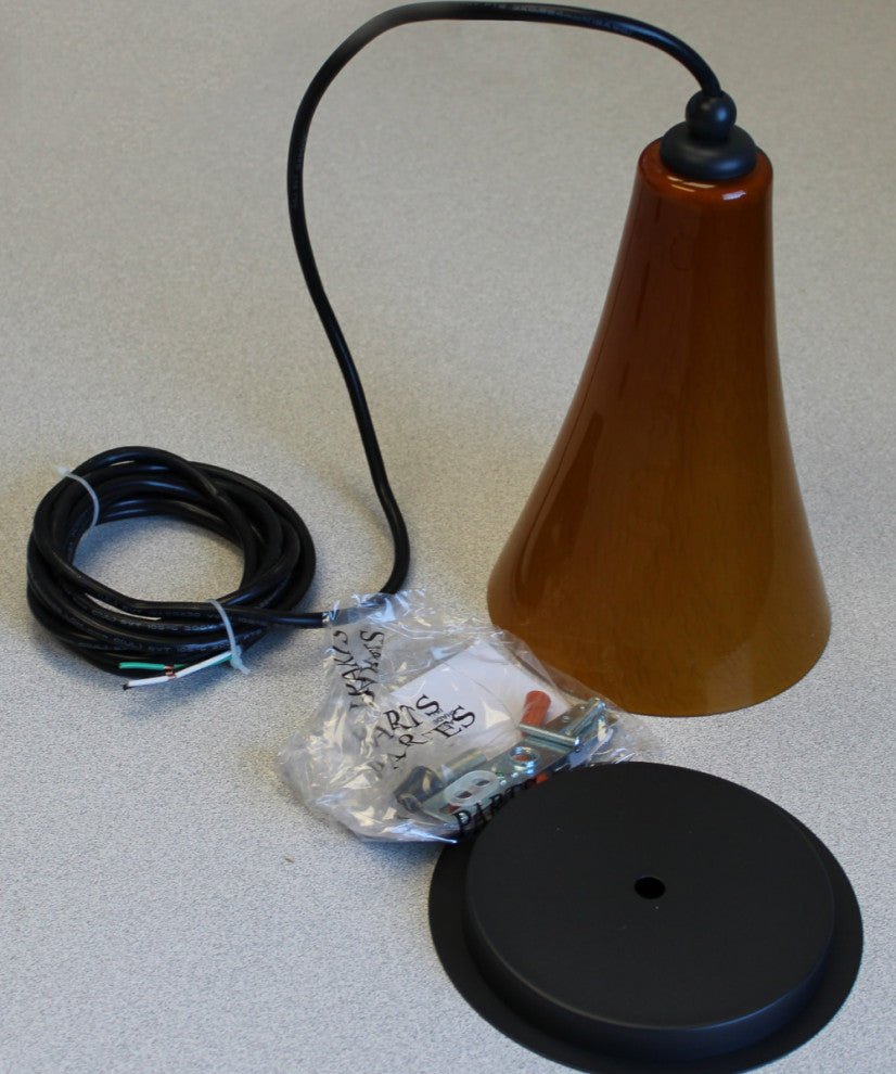 1-Light Mini Pendant with Amber Glass Flute Shades 6"wide, Old World Finish