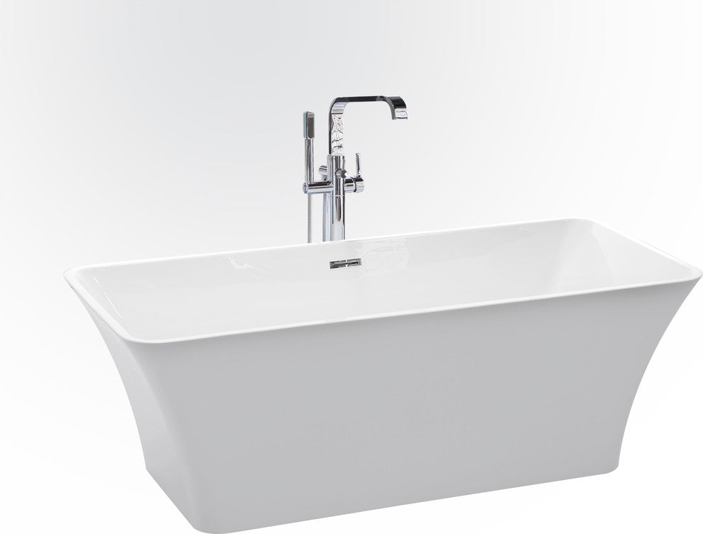 Ether White Freestanding Acrylic Insulated Bath Tub 67"x30"x23", White