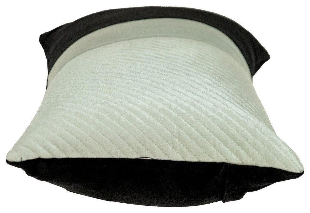 Black and White Quilted Color Block Velvet Lumbar Throw Pillow