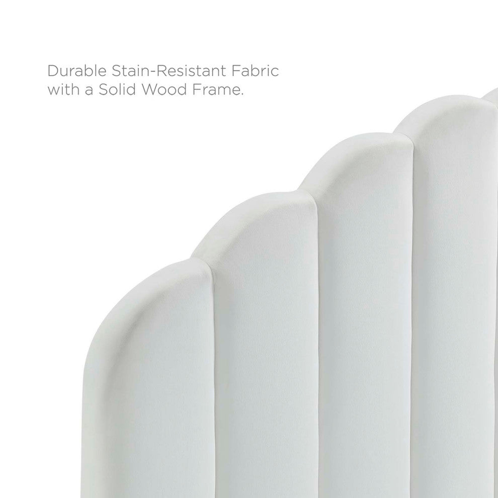 Daisy Performance Velvet Full Platform Bed, White