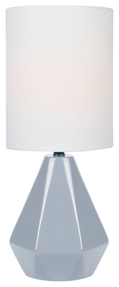 Mason Mini Table Lamp in Grey Ceramic with White Linen Shade E27 A 60W