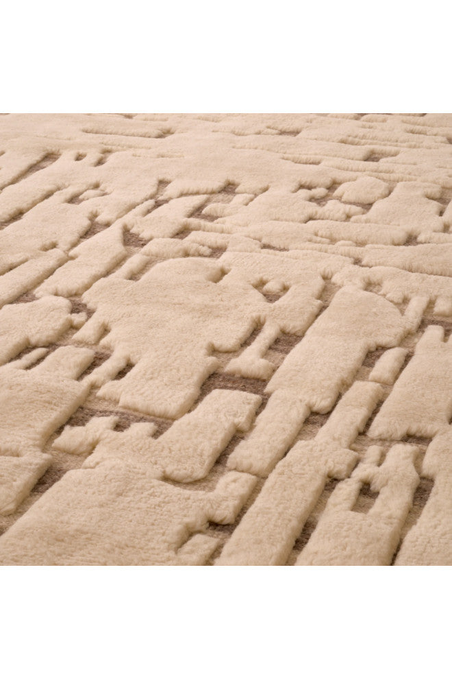 Knotted Cream Wool Carpet, Eichholtz Eminence, 10' X 13'