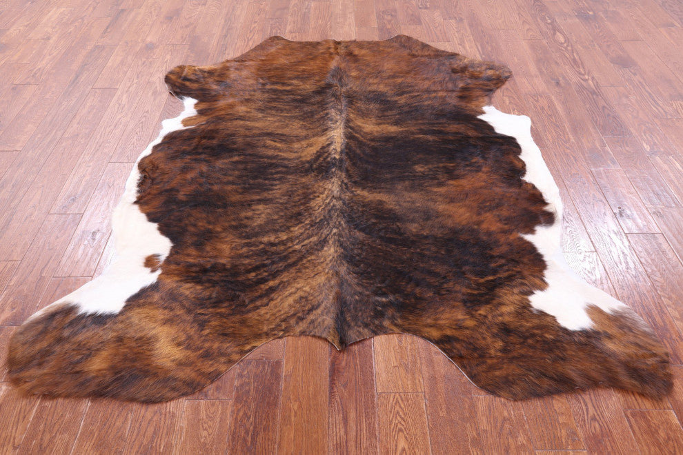 6' 8" X 6' 0" Brindle Natural Cowhide Rug C1937