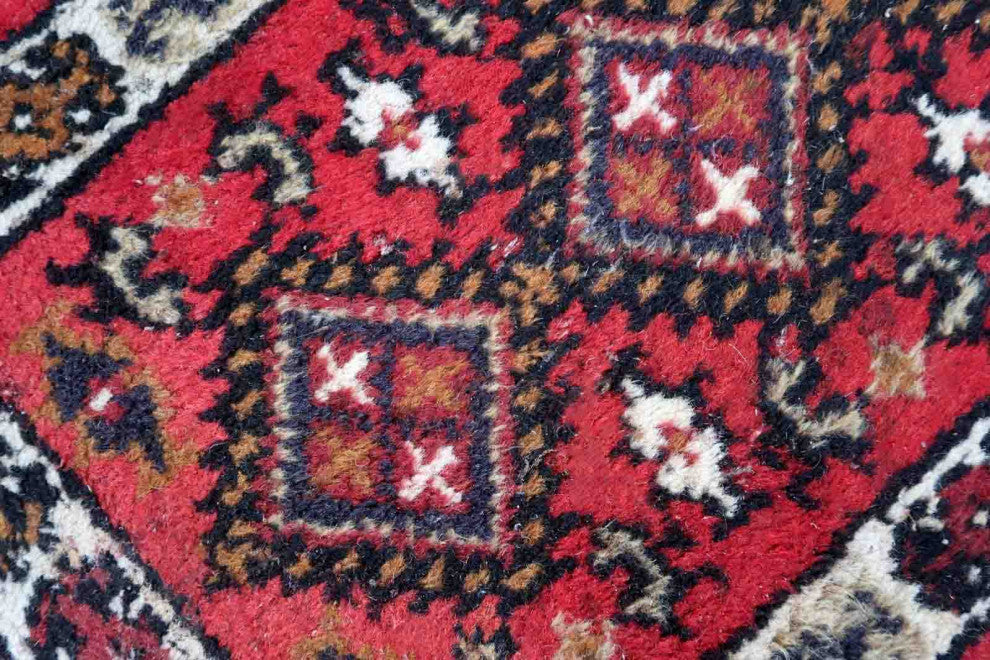 Handmade Vintage Persian Hamadan Mat 1.3'x1.8', 40cmx56cm 1970s