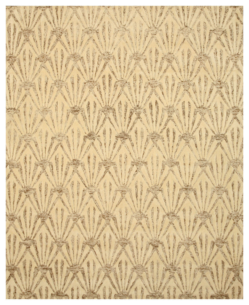 Hand-Tufted Wool and Viscose Ibory Transitional Trellis Montego Rug, 8'9x11'9