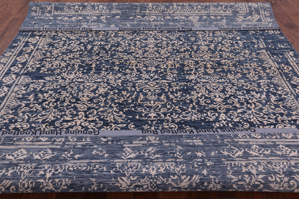 8' 1" X 10' 1" Hand Knotted Wool and Silk Persian Rug Q6252
