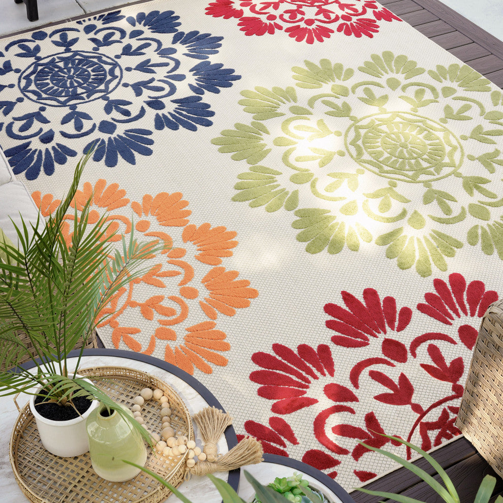 Octavia Modern Floral Area Rug, Multi-Color, 7'11" X 10'3"