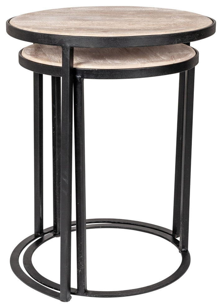 East at Main Mango Wood and Black Iron Nesting Tables (Set of 2)