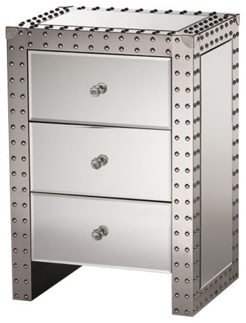 Azura Modern HollyWood Regency Glamour Style Nightstand Bedside Table