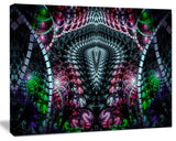 Strange Fractal Design on Black, Abstract Wall Art Canvas, 20x12