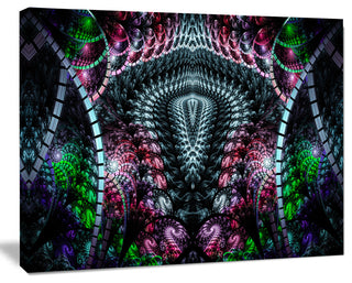 Strange Fractal Design on Black, Abstract Wall Art Canvas, 20x12